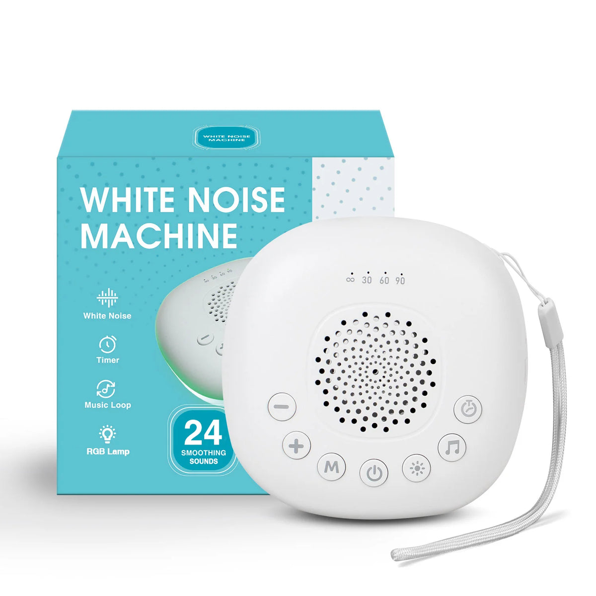 White Noise Sound Machine with 24/20 Soothing Sounds Sleep Aid for Babies Kids Adults Rechargeable Night Light Newborn Gifts