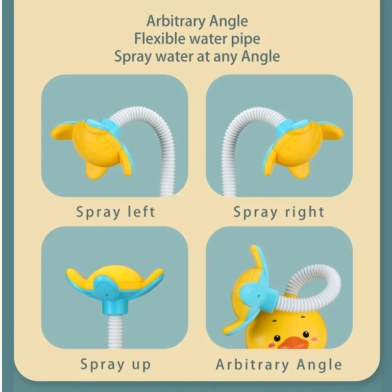 Baby Bubble water spray duck bath toy for babies, featuring colorful design and sensory play elements in a fun bath time scene.