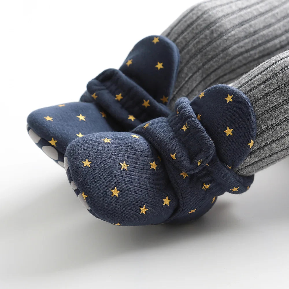 Baby Bubble soft anti-slip star booties for first walkers, featuring comfortable design and cute star details for little feet.