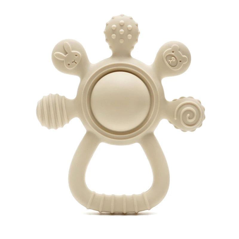 Baby Bunny Palm Rattle Teether by Baby Bubble showing a soft plush bunny-shaped chew toy for soothing and teething relief.