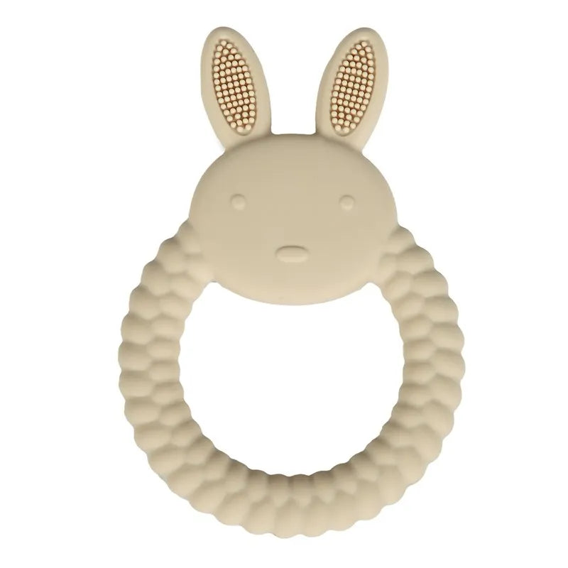 Baby Bubble BPA-free silicone teether glove with textured surface for gum relief, designed for soothing babies during teething.