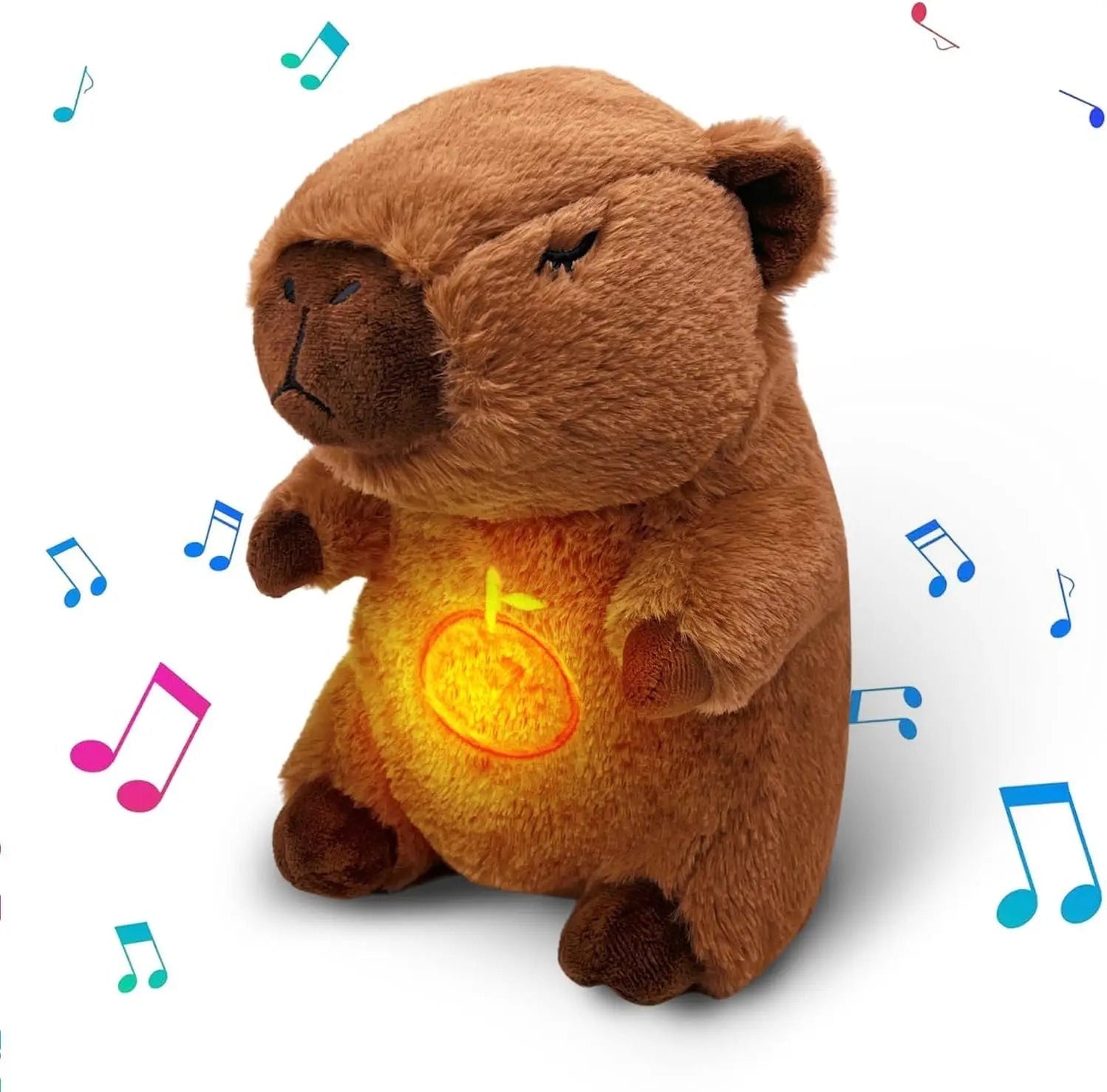 Breathing Capybara Baby Animals Plush Toys Kids Plush Doll Baby Sleep Companion Sound and Light Doll Toy with Hug Stuffed