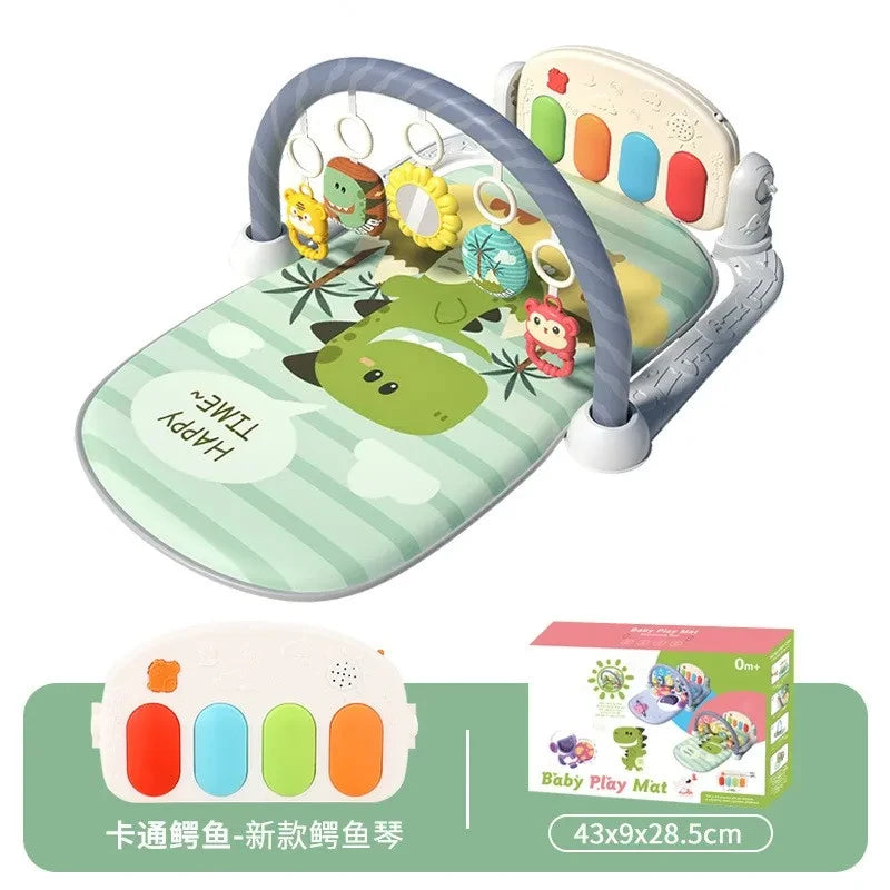 Baby Bubble baby gym mat with pedal piano fitness frame, featuring colorful musical play elements and soft cushioned surface.