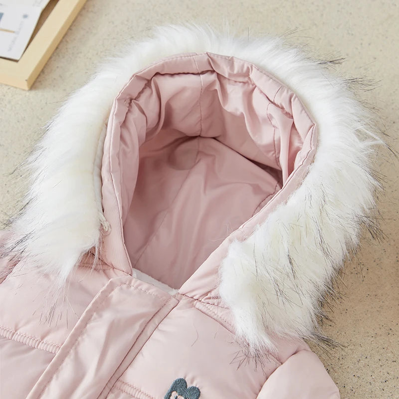 Baby Bubble hooded puffer snowsuit for babies, featuring a cozy winter design with a snug fit and soft fabric for cold weather.