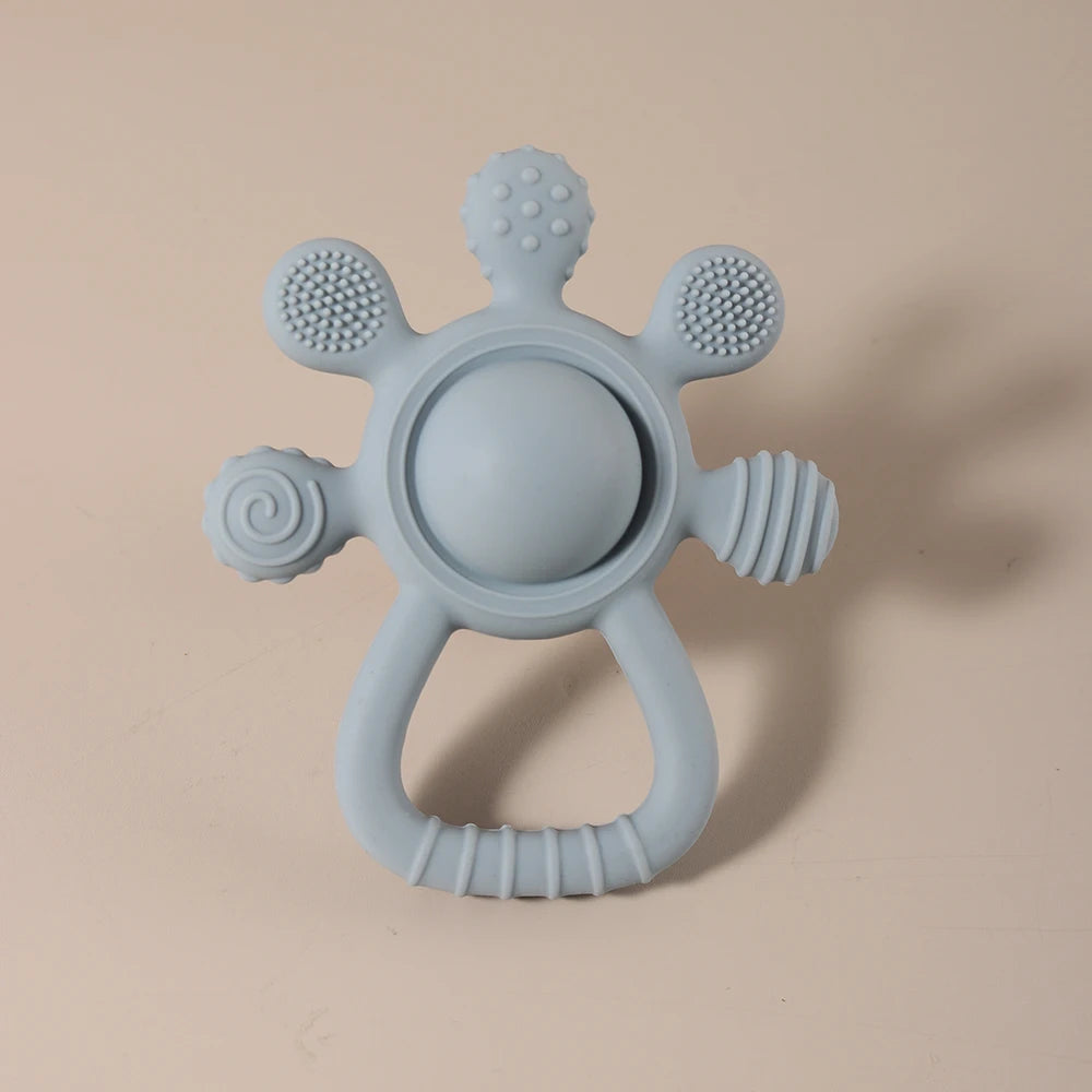Baby Bunny Palm Rattle Teether by Baby Bubble, soft plush bunny shape with textured chew surface for soothing comfort.