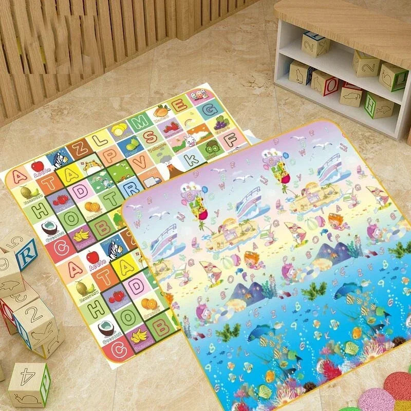 Baby Bubble baby activity play mat with thick cushioned safety rug, featuring colorful patterns and soft padding for safe play.