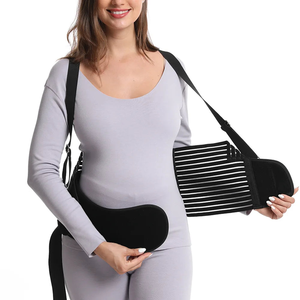 Maternity back support brace by Baby Bubble with adjustable lumbar relief and supportive straps for pregnant women.