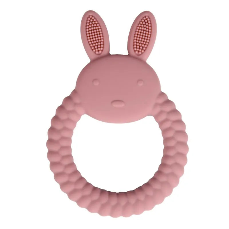 Baby Bubble BPA-free silicone baby teether glove with textured surface for gum relief, designed to soothe sore gums.
