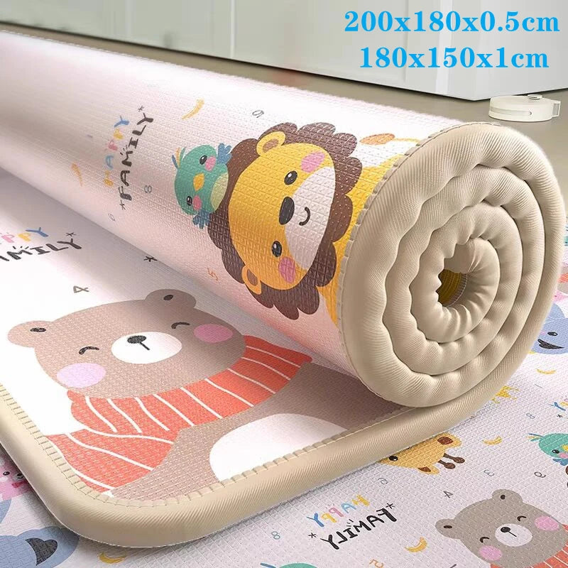 Baby Bubble non-toxic EPE crawling play mat with colorful safety rug for infants, soft and comfortable for baby playtime.