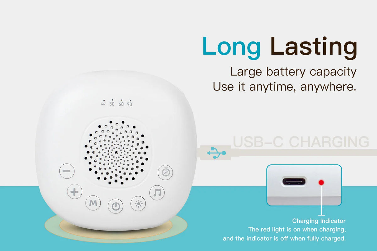 White Noise Sound Machine with 24/20 Soothing Sounds Sleep Aid for Babies Kids Adults Rechargeable Night Light Newborn Gifts