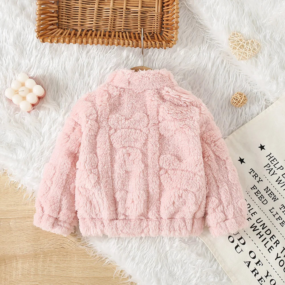 Baby girl winter coat by Baby Bubble, warm and cozy with a soft, insulated fabric, perfect for chilly winter days.