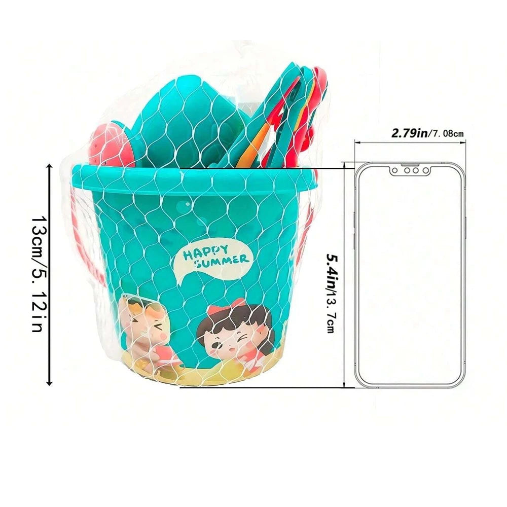 Baby Bubble 18-piece baby beach sand toy set with colorful shovels, buckets, and molds for summer outdoor play.