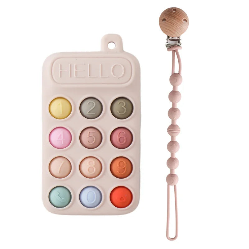 Baby Bubble BPA-free silicone teether glove with textured surface for gum relief, designed for soothing soothing teething babies.