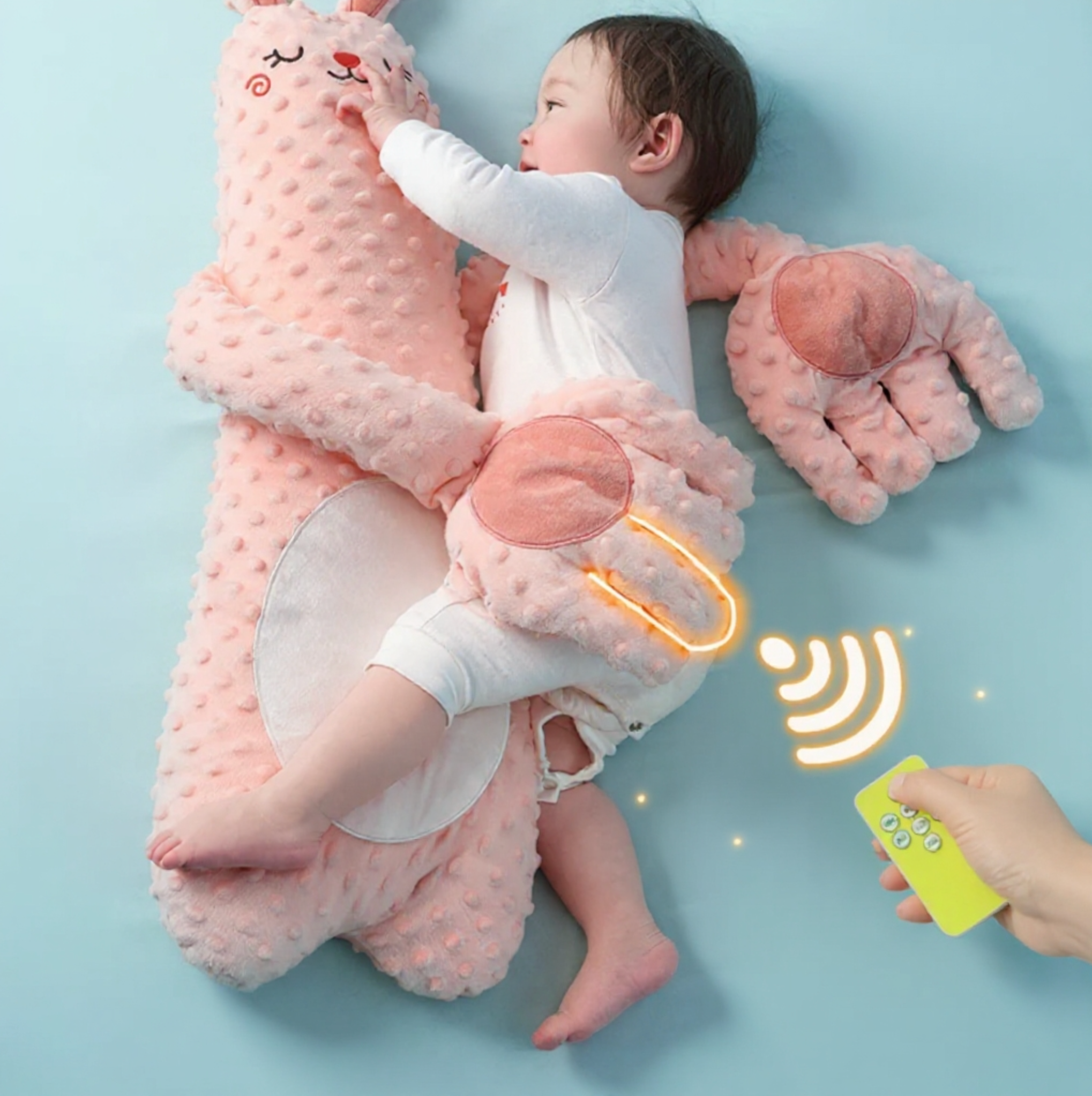 Baby Bubble BED baby sleep patting pillow with remote control, soft fabric and adjustable settings for peaceful sleep.