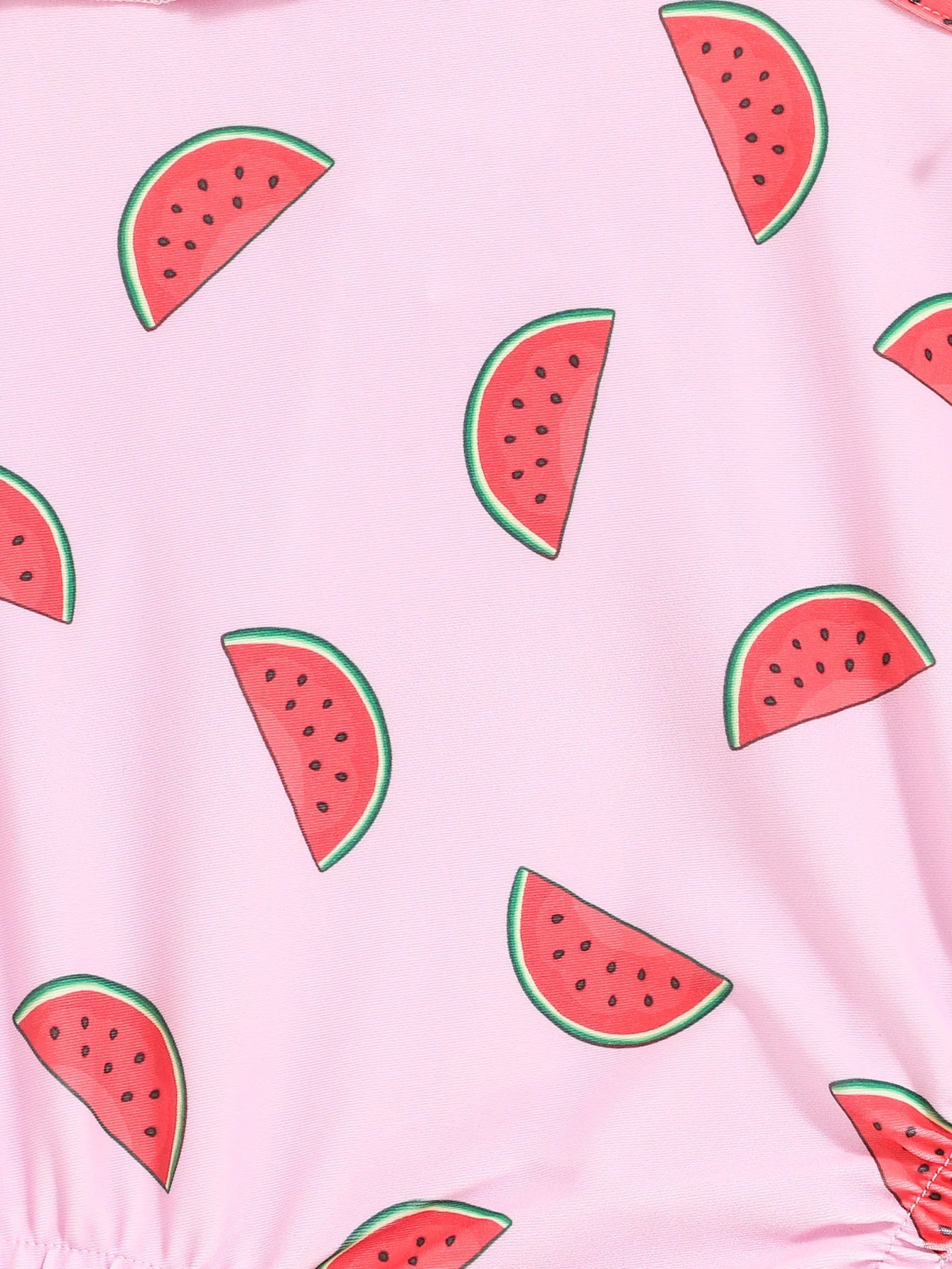 Baby Girl Watermelon Swimsuit by Baby Bubble, cute one-piece with watermelon print, perfect for summer beach or pool wear.