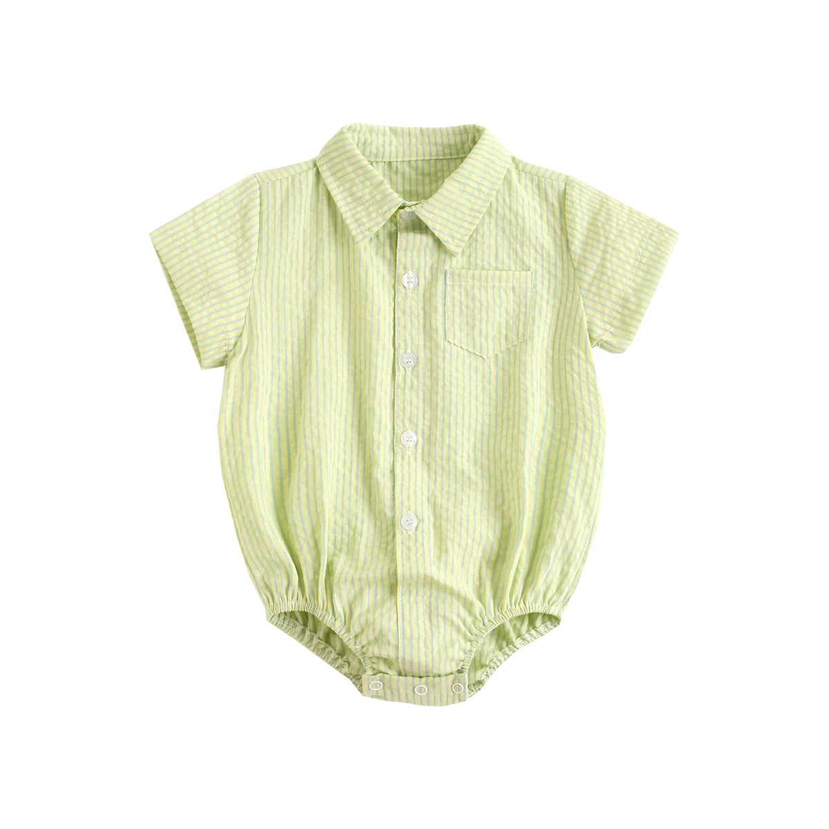 Baby Boy plaid cotton bodysuit by Baby Bubble, soft summer onesie with blue and white plaid pattern, casual and comfortable for infants.