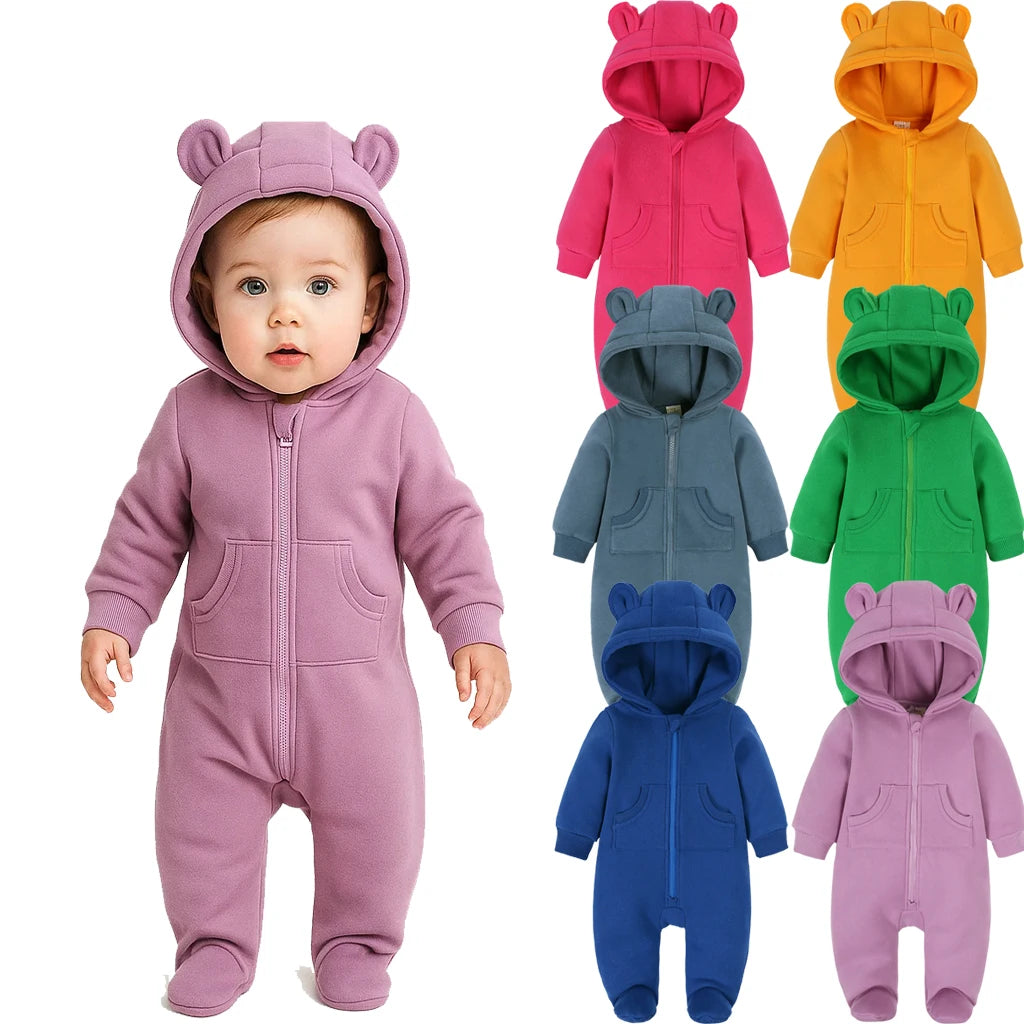 Baby Bubble Bear onesie, adorable winter pajamas for infants, featuring soft fabric and cute bear design.