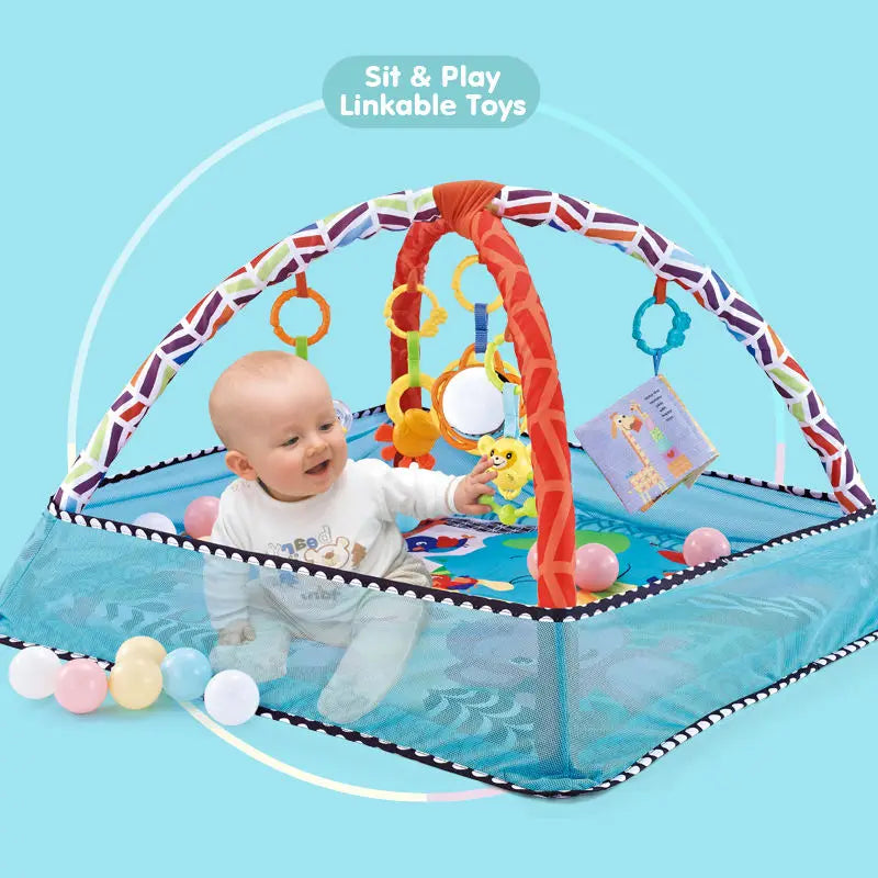 Baby Bubble baby crawling game blanket and play mat with colorful puzzle fence for early education and tummy time development.