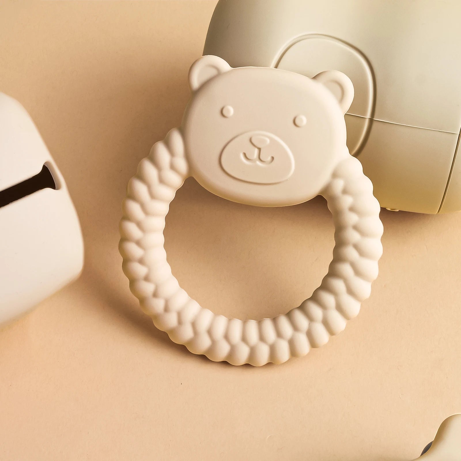 Baby Bubble BPA-Free Baby Bear Teether with soft, textured surfaces for soothing gums, designed for gentle baby comfort.