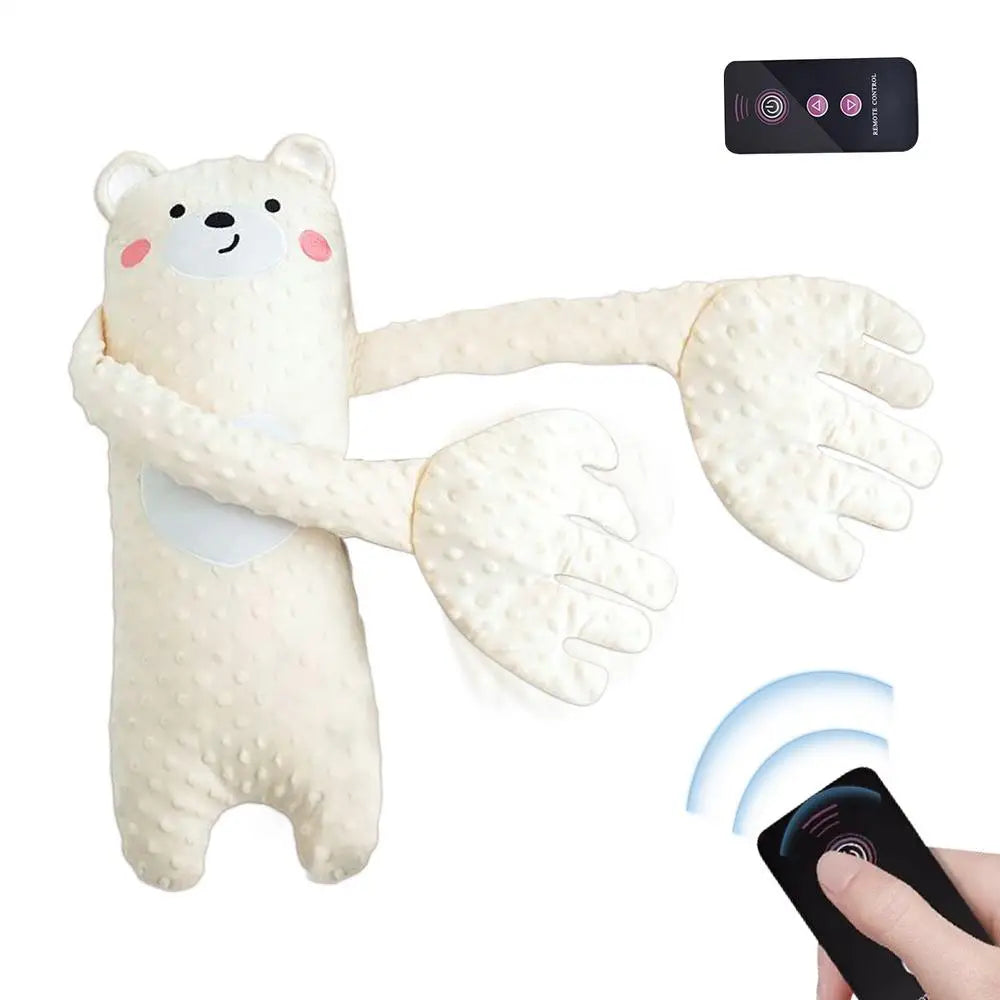 Baby Bubble soothing bear sleep pillow with remote control, featuring a soft plush design for calming infants during sleep.