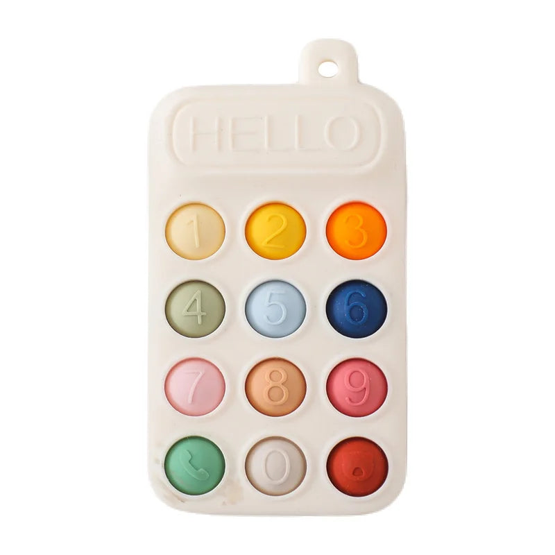 Baby Bubble BPA-free silicone baby teether glove with textured surface for gum relief, designed for soothing infant gums.