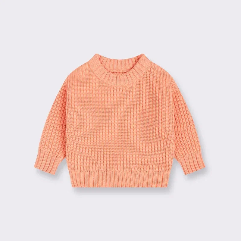 Baby Bubble baby knit pullover sweater in warm, thick fabric for ages 0-6 months, soft and cozy for chilly days.