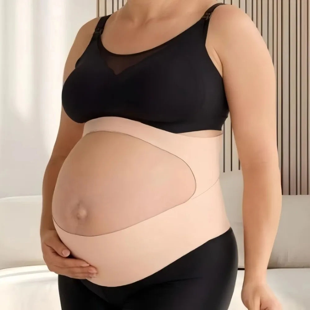 Adjustable Baby Bubble maternity belly support band worn around the pregnant belly for comfort and support during pregnancy.