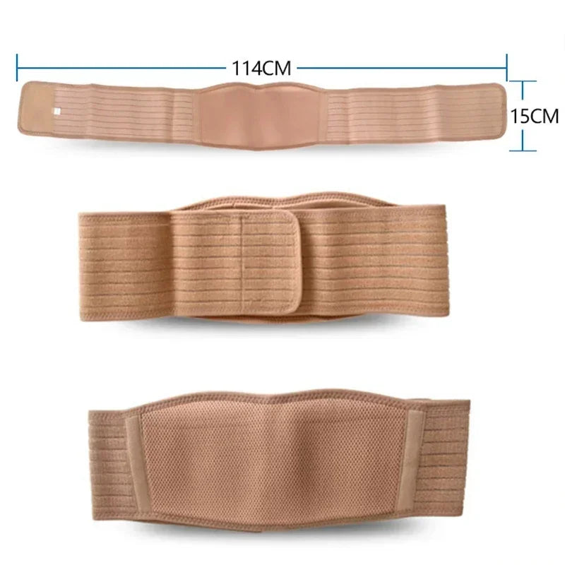 Pregnancy belly support belt by Baby Bubble, designed for all-day comfort, shown wrapped around a pregnant woman's belly for support.