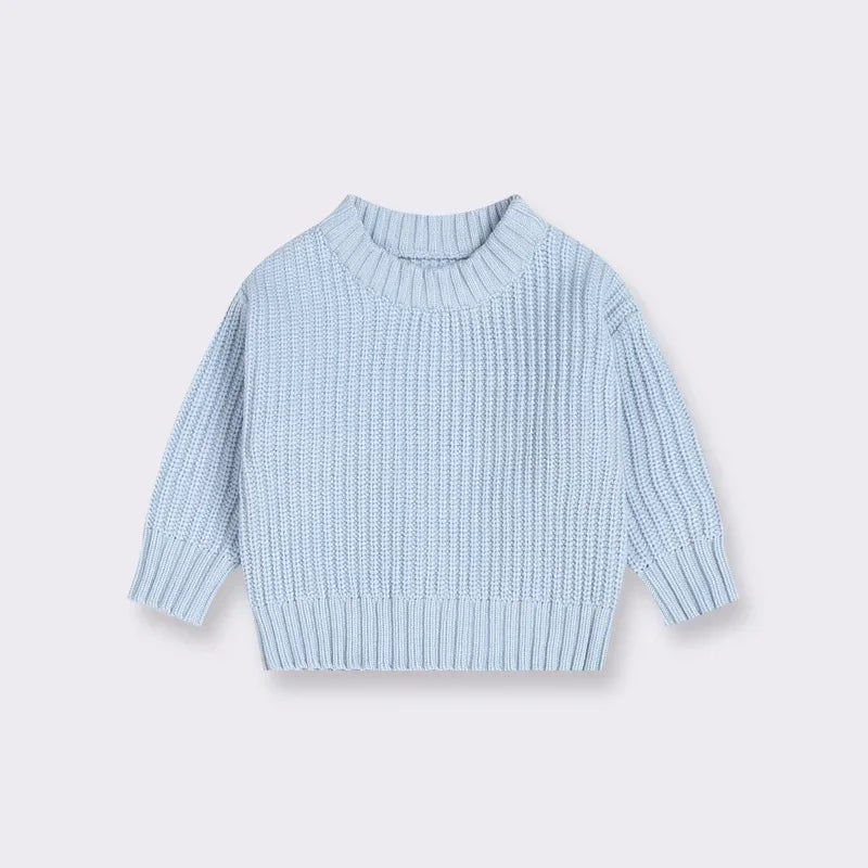 Baby Bubble baby knit pullover sweater in warm, thick fabric for 0-6 months, featuring a cozy, soft design for cold weather.