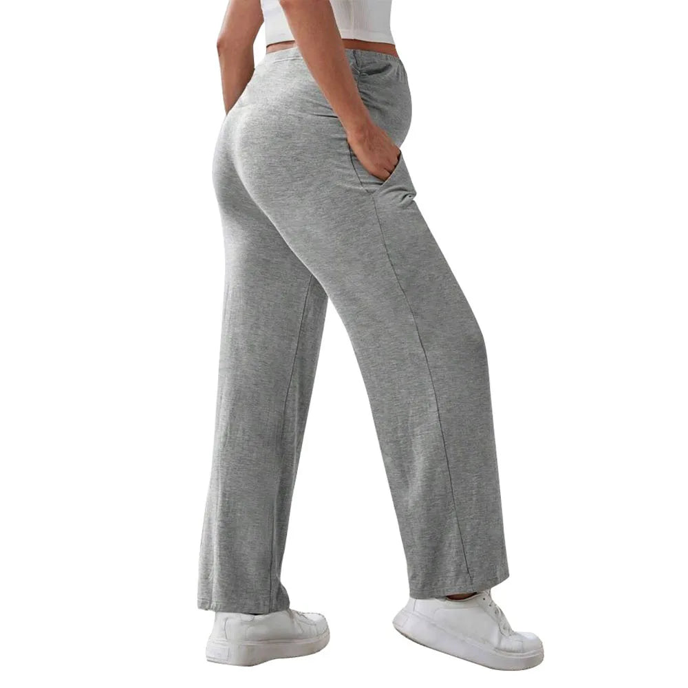 Baby Bubble maternity wide-leg pants with over-belly support, featuring soft fabric and a comfortable, stylish fit for expecting mothers.