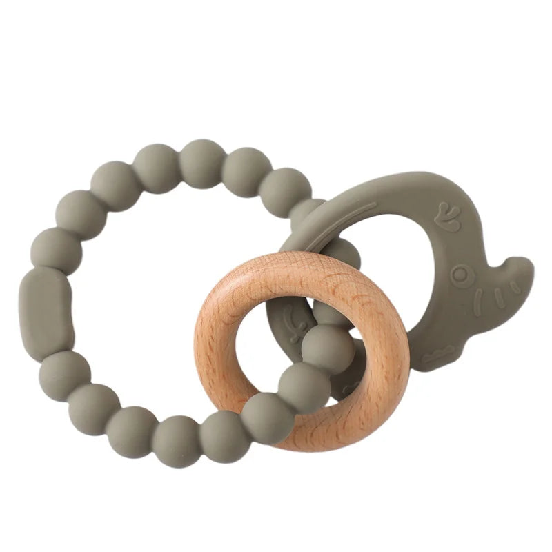 Baby Bubble BPA-Free silicone teething glove with textured surface for gum relief, designed for soothing babies during teething.