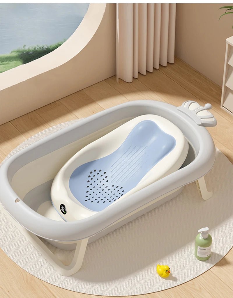 Folding Baby Bath Tub – Non - Slip Newborn Shower Support - Baby Bubble