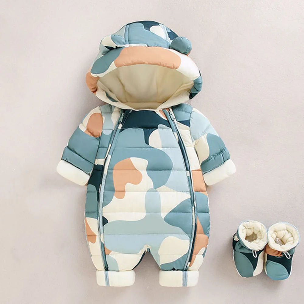 Baby Winter Romper – Hooded Thick Jumpsuit for Newborns & Toddlers - Baby Bubble