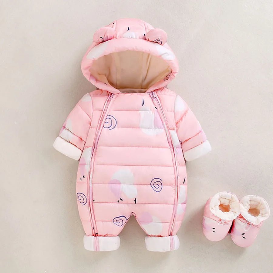 Baby Winter Romper – Hooded Thick Jumpsuit for Newborns & Toddlers - Baby Bubble