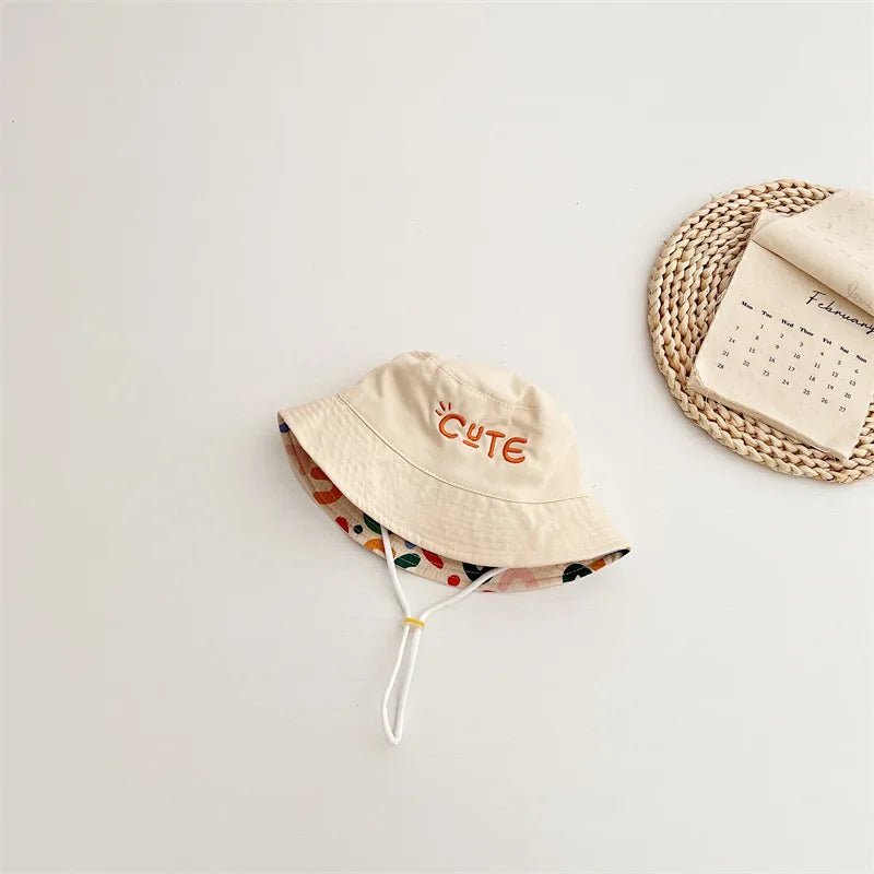 Double Sided Baby Bucket Hat Cute Letter Embroidered Children Boys Girls Fisherman Panama Cap Summer Outdoor Kids Sun Hat Gorras - Baby Bubble Store