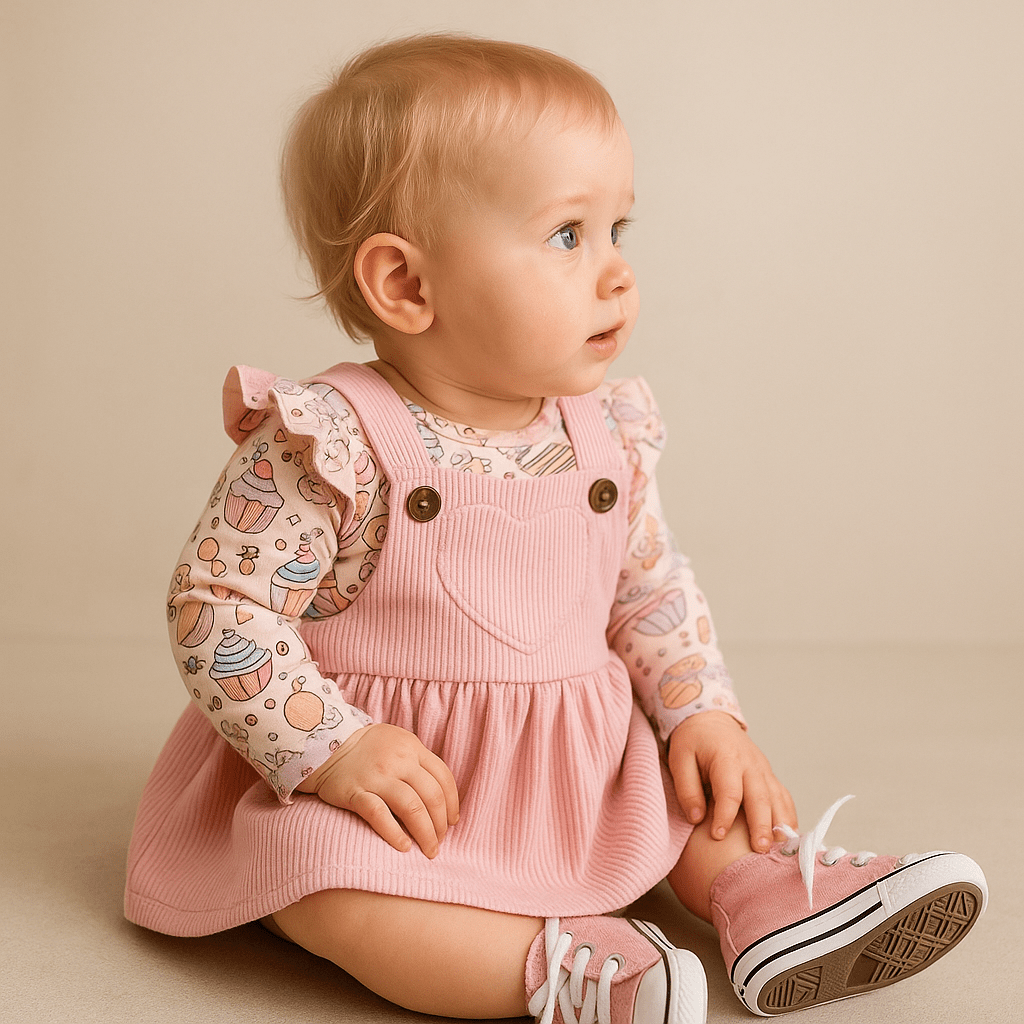 Baby Girl Pink Suspender Skirt - Baby Bubble
