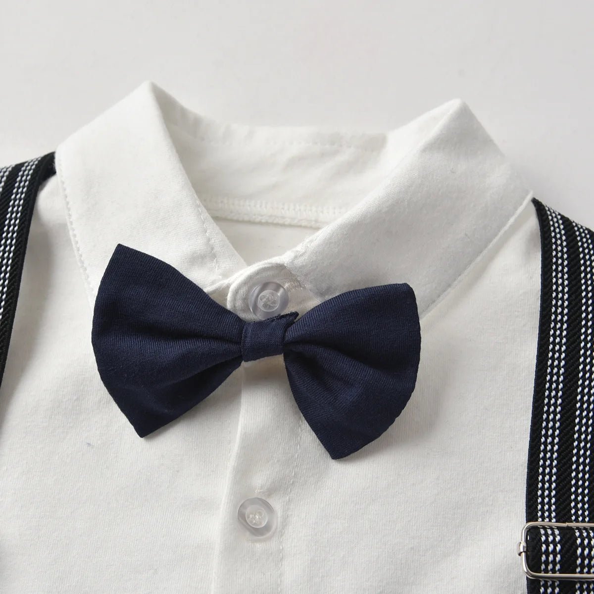 Newborn Baby Boy Formal Suit Party Birthday Wedding Toddler Boys Outfit Jumpsuit+Waistcoat+Beret+Bowtie+Suspender 0 - 3 Months - Baby Bubble Store