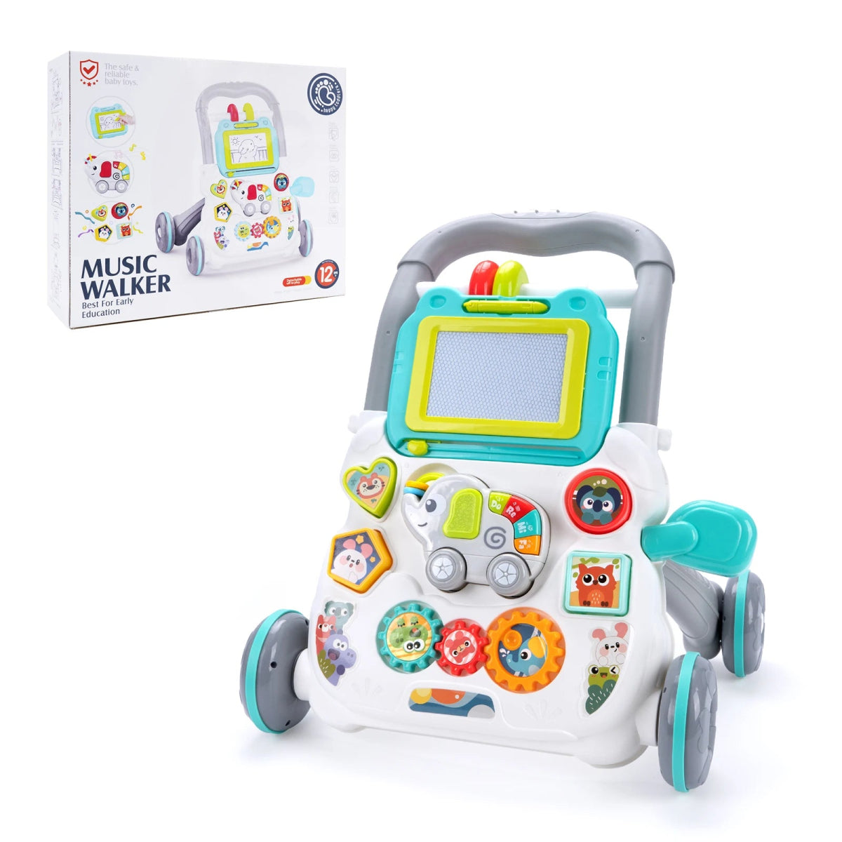 Baby Push Walker – Musical Toddler Learning Walker with Drawing Board - Baby Bubble