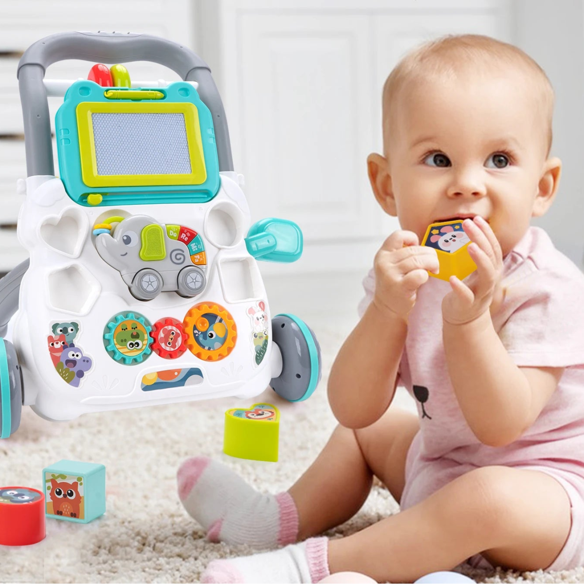 Baby Push Walker – Musical Toddler Learning Walker with Drawing Board - Baby Bubble