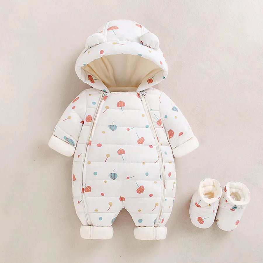 Baby Winter Romper – Hooded Thick Jumpsuit for Newborns & Toddlers - Baby Bubble