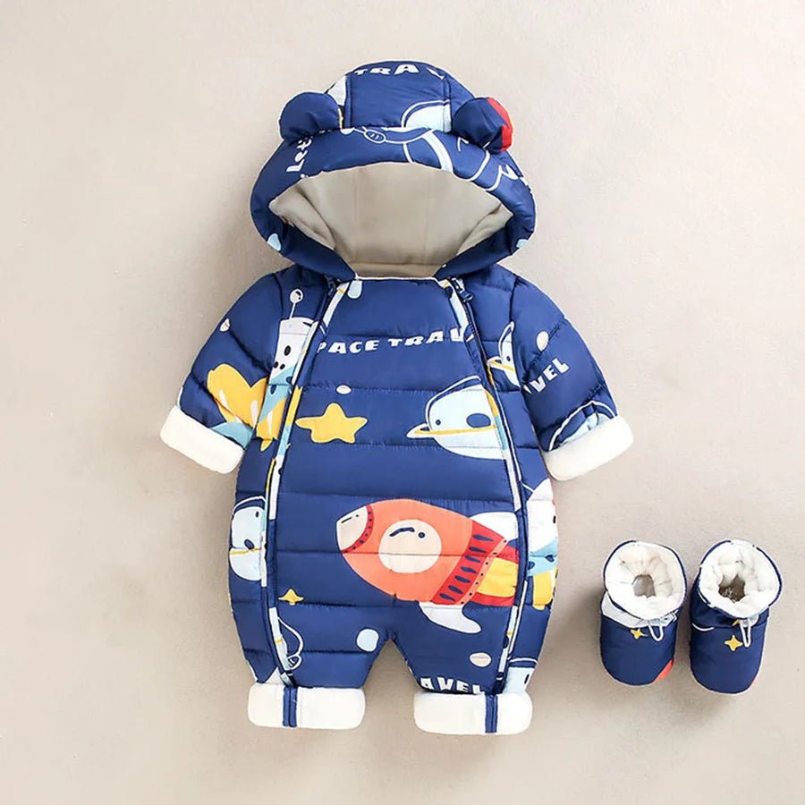 Baby Winter Romper – Hooded Thick Jumpsuit for Newborns & Toddlers - Baby Bubble