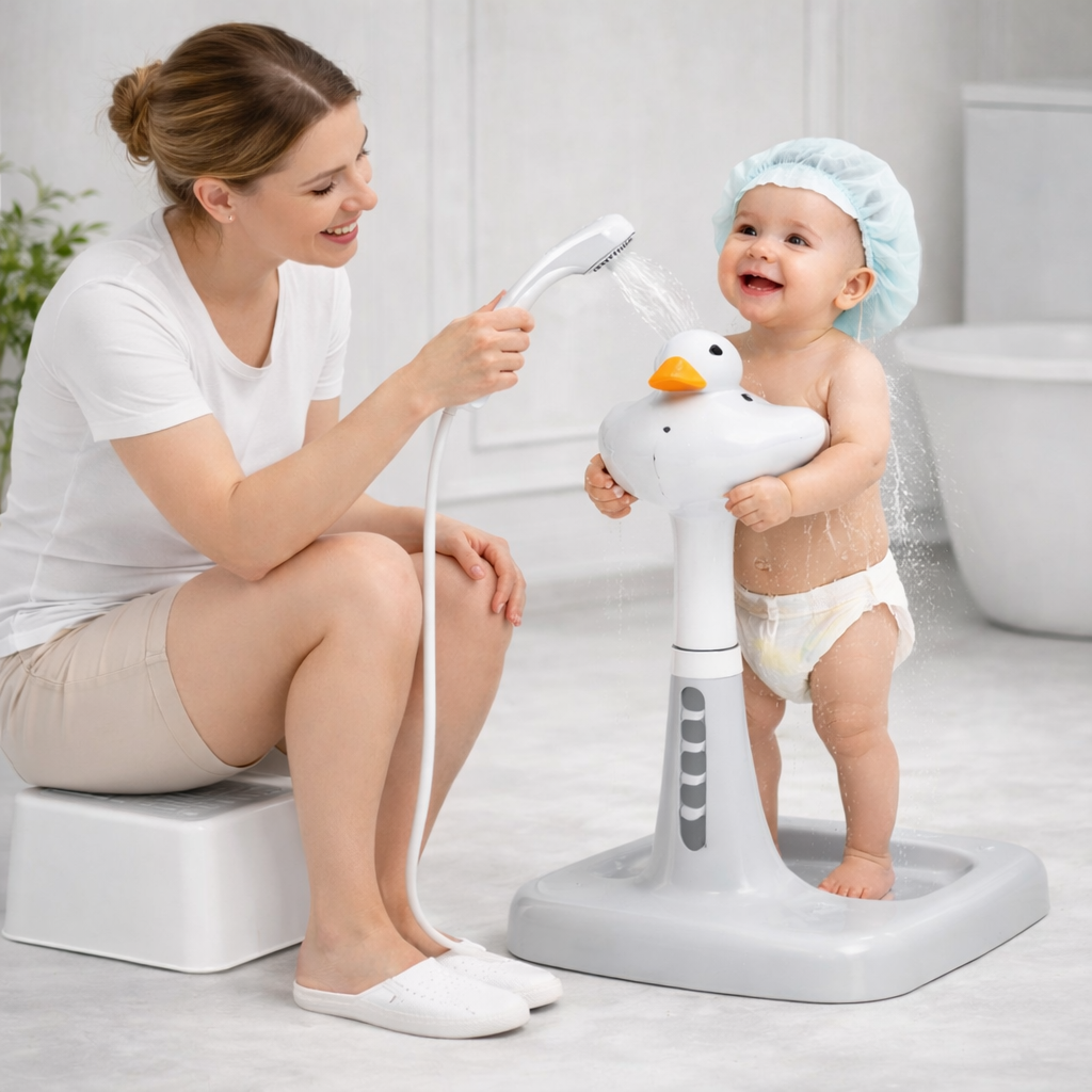 Baby Bubble baby standing bath support with soft, supportive design for safe, comfortable bathing of infants.