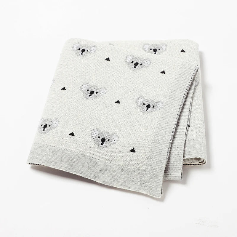 Cartoon Koala Baby Blanket – Soft Cotton Knit Swaddle - Baby Bubble