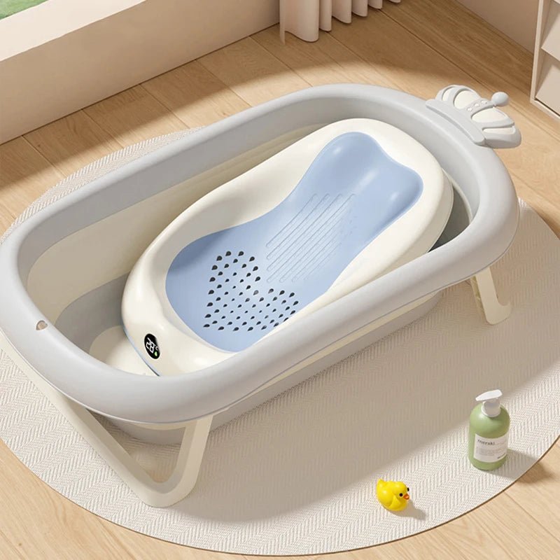 Folding Baby Bath Tub – Non - Slip Newborn Shower Support - Baby Bubble