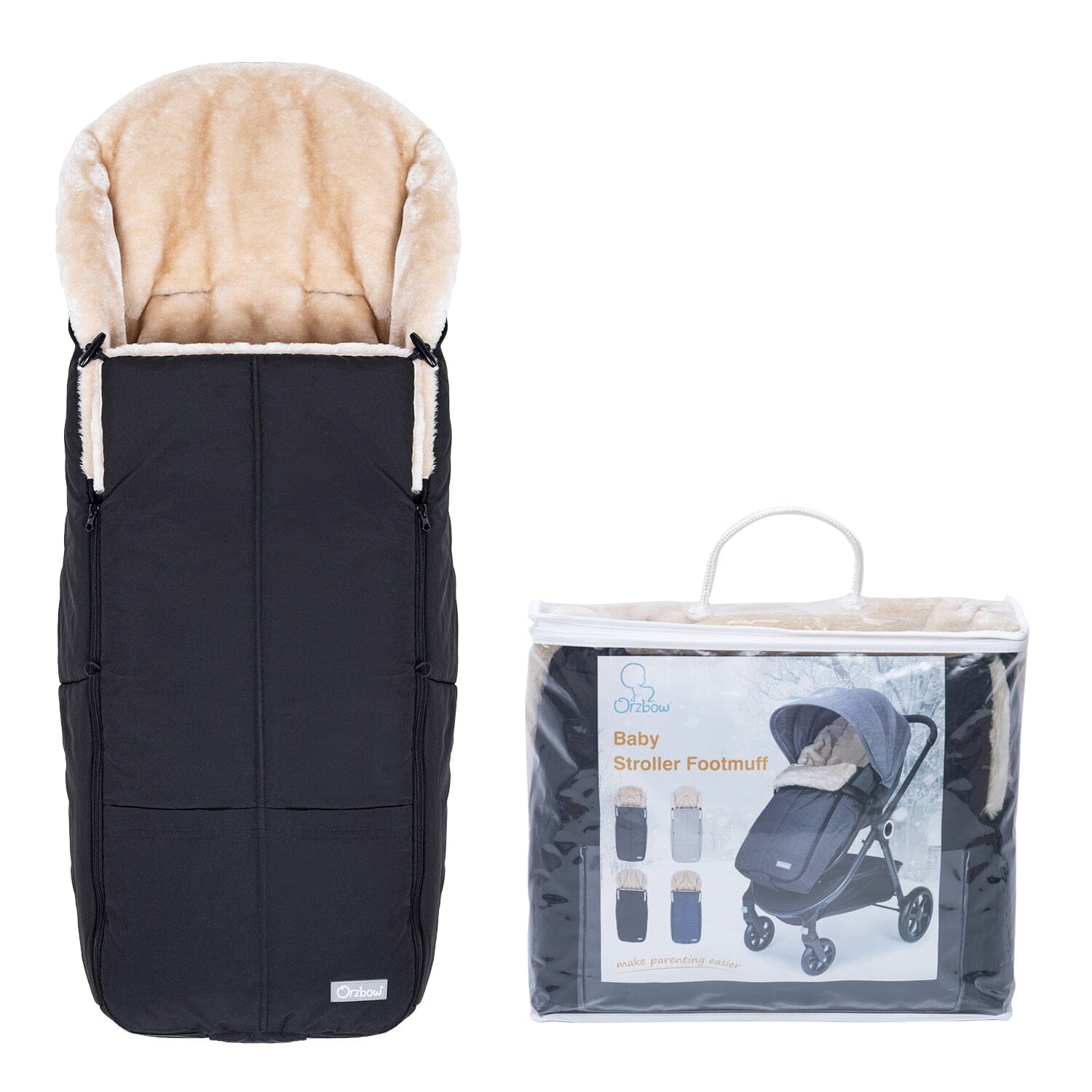 Orzbow Luxury Baby Stroller Sleeping Bags Warm Children Stroller Footmuff kids Bunting Bags Newbron Cocoon Envelope Waterproof 0 Baby Bubble Store A200408-Black China