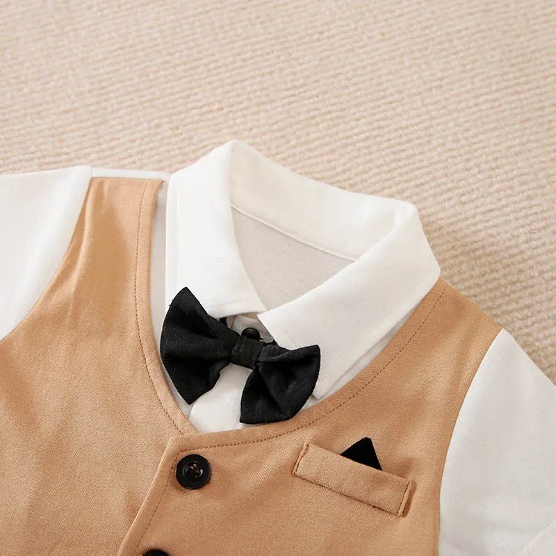 0 - 18 Baby Bodysuit Gentleman Style Handsome Formal Cotton Comfortable Soft Boys And Girls Summer Short Sleeved Newborn Clothes - Baby Bubble