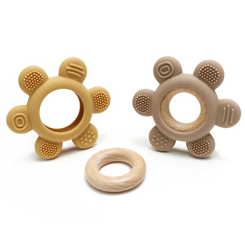 1PC Baby Silicone Teether Toy BPA Free Infant Wooden Ring Health Care Teething Chewing Toys Newborn Gifts For Baby Accessories - Baby Bubble