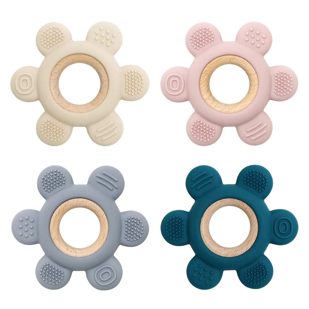 1PC Baby Silicone Teether Toy BPA Free Infant Wooden Ring Health Care Teething Chewing Toys Newborn Gifts For Baby Accessories - Baby Bubble
