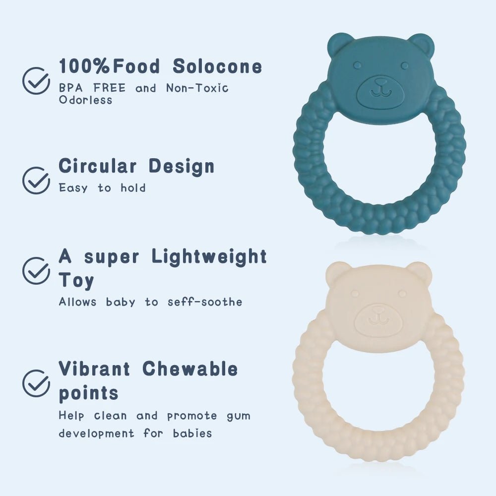 1Pcs Baby Teether Silicone Toy BPA Free Cartoon Bear Nursing Teething Gifts Baby Health Molar Chewing Newborn Accessories Toy - Baby Bubble