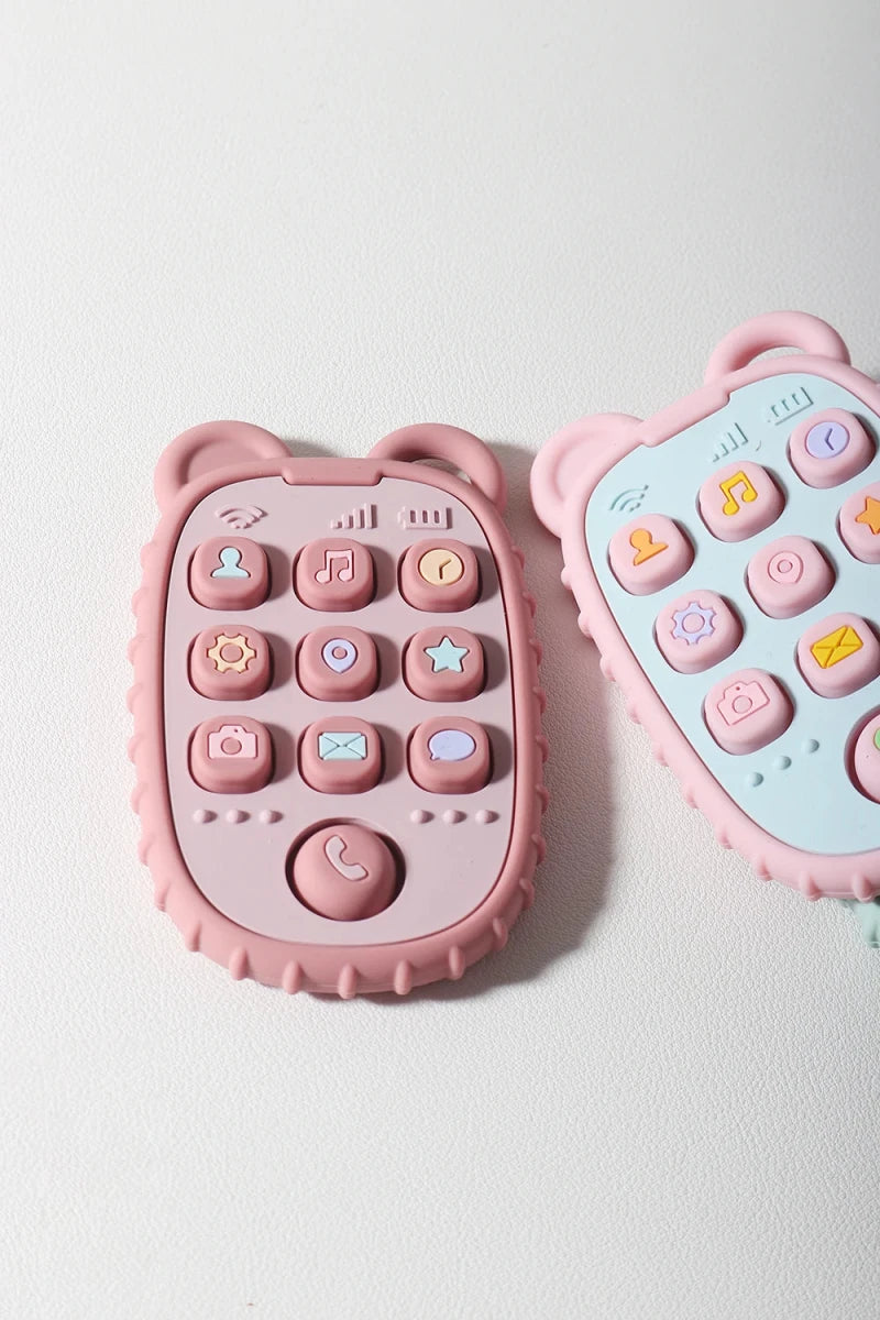 2024 New Baby Teether mobile phone Shape Silicone Teether Teething Toy Kids Sensory Educational Toy baby gift set - Baby Bubble